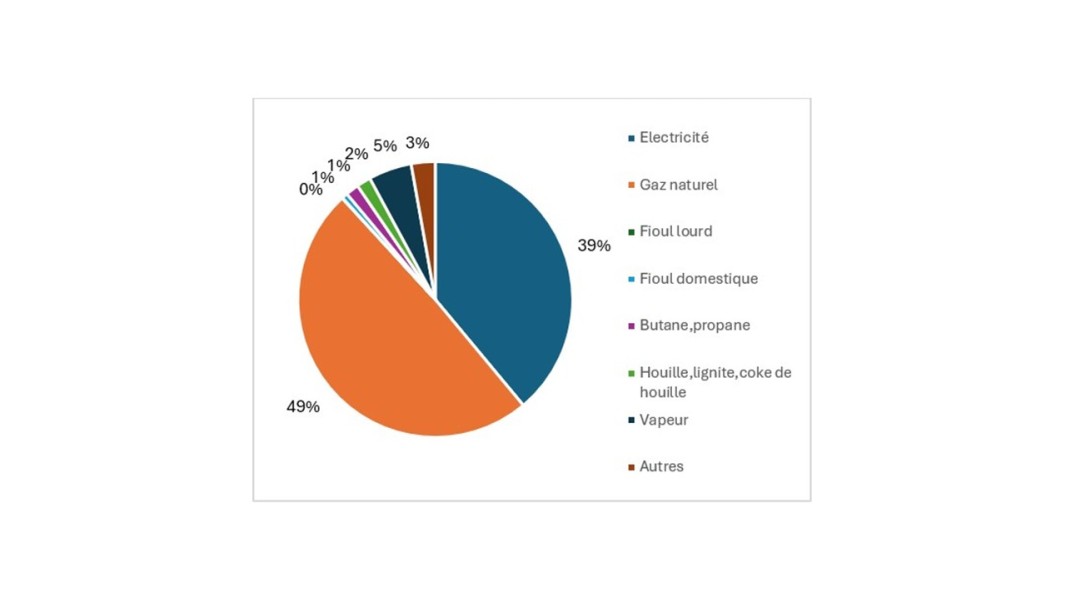 Répartition de la consommation d’énergie des industries agroalimentaires en 2022 (Source : Agreste)